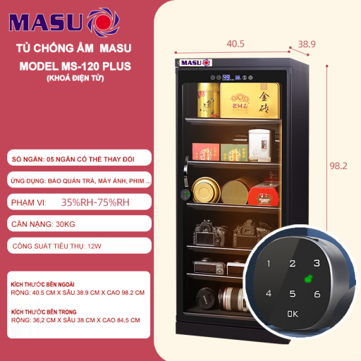 Tủ chống ẩm 120 lít Masu MS-120 Plus