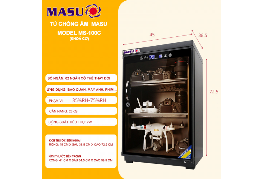 Tủ chống ẩm 100L Masu MS-100C