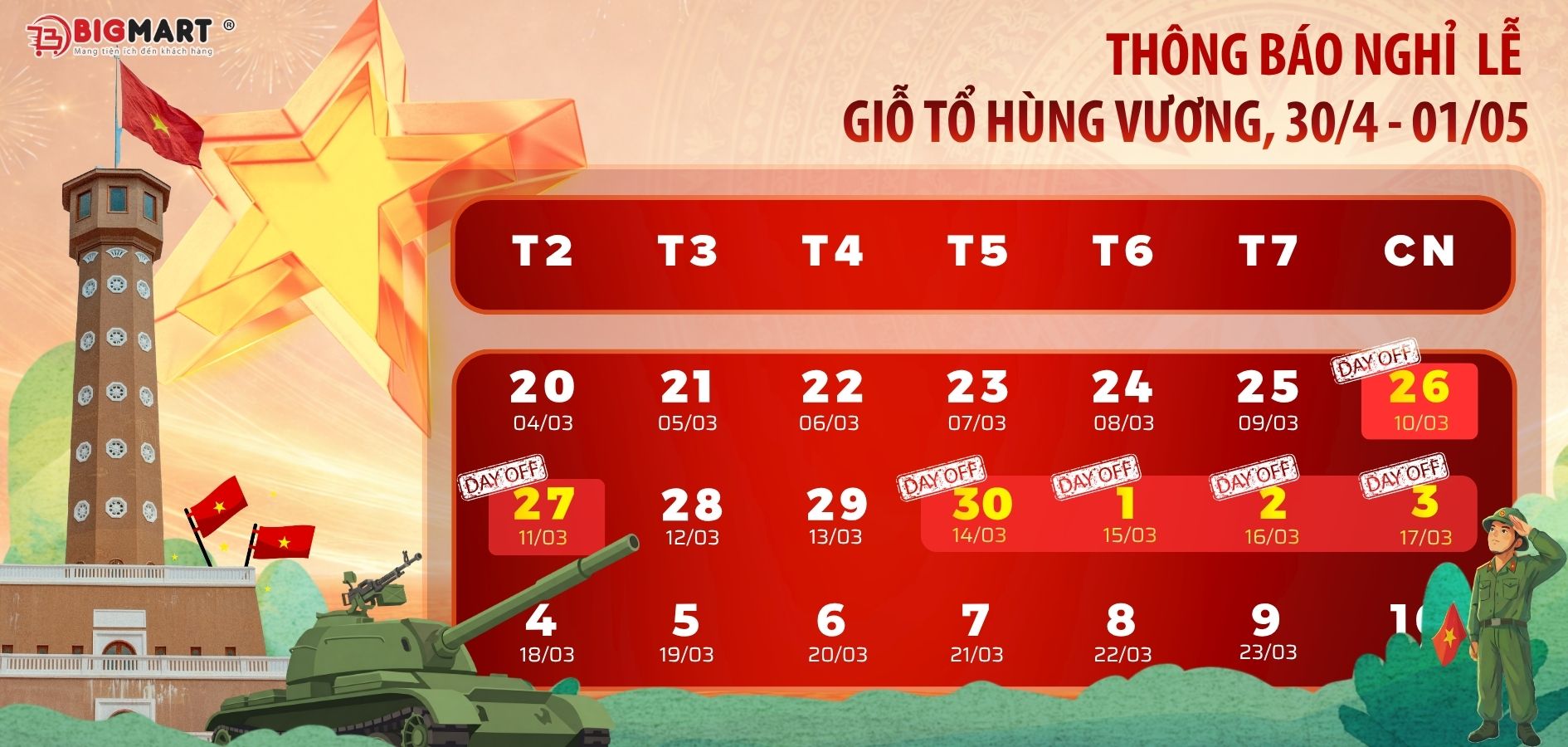 Thông báo nghỉ lễ 30.4.2026