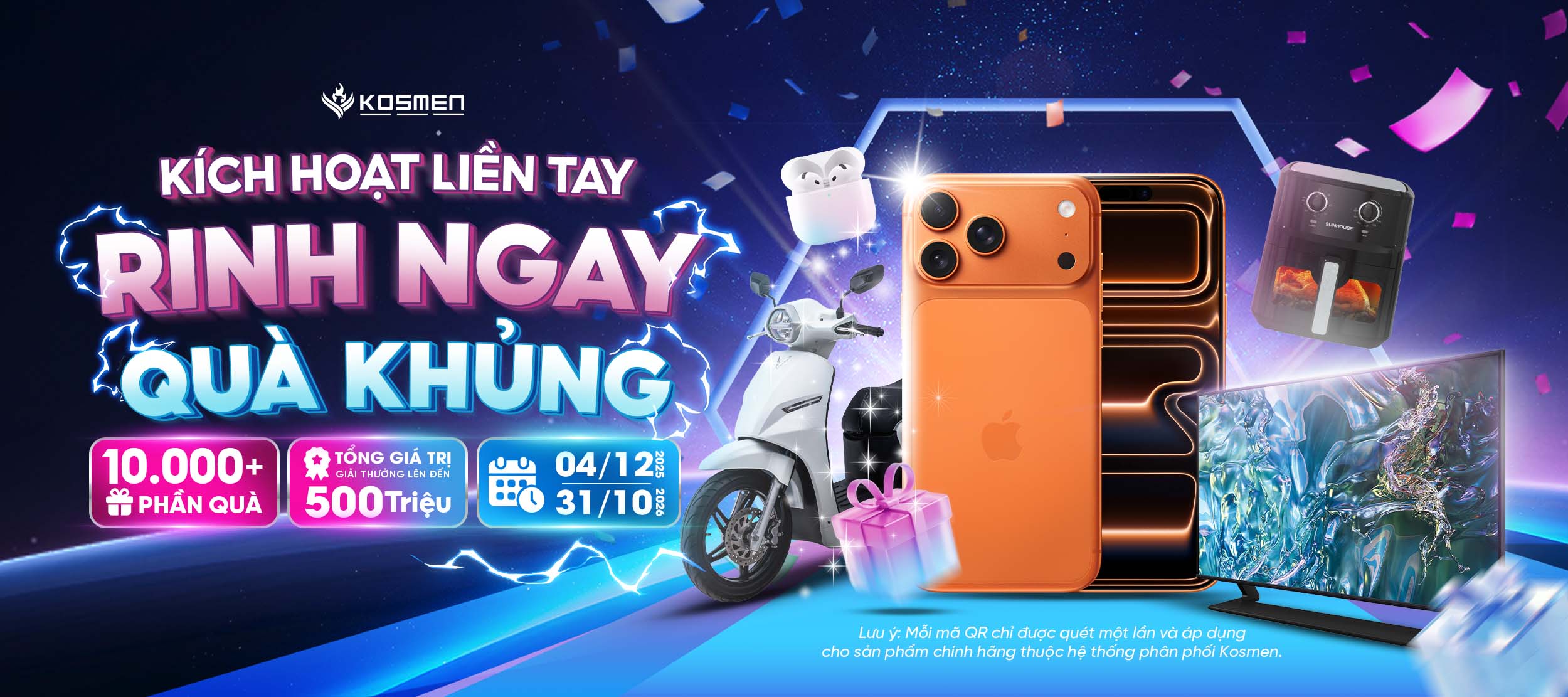 Banner khuyến mãi máy hút ẩm Kosmen đến tháng 10/2026