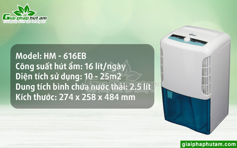 Thông số kỹ thuật máy hút ẩm gia đình FujiE HM-616EB