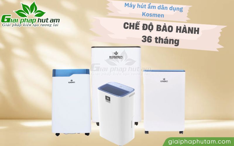 Máy hút ẩm dân dụng Kosmen có thời gian bảo trì lên đến 36 tháng