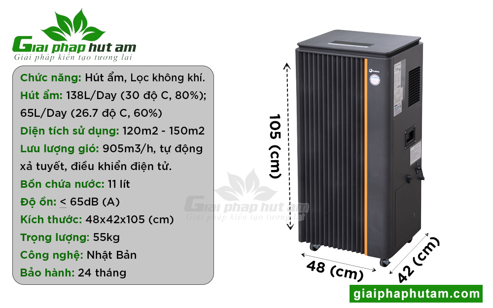 thông tin về Máy hút ẩm công nghiệp Fujihaia-DH138B