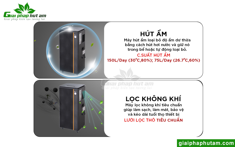 chức năng của máy hút ẩm Fujihaia-DH150B