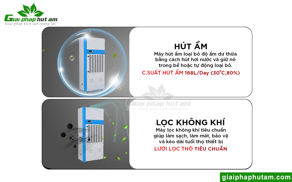 khả năng lọc không khí, hút ẩm của Máy hút ẩm công nghiệp Fujihaia DH168BG