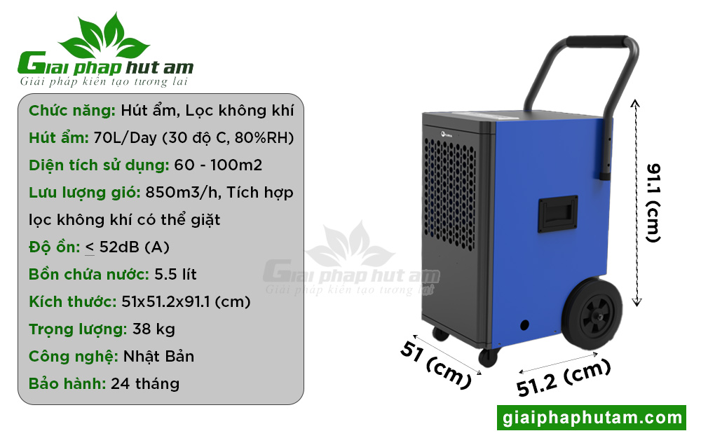 thông tin Máy hút ẩm công nghiệp Fujihaia DH70BL