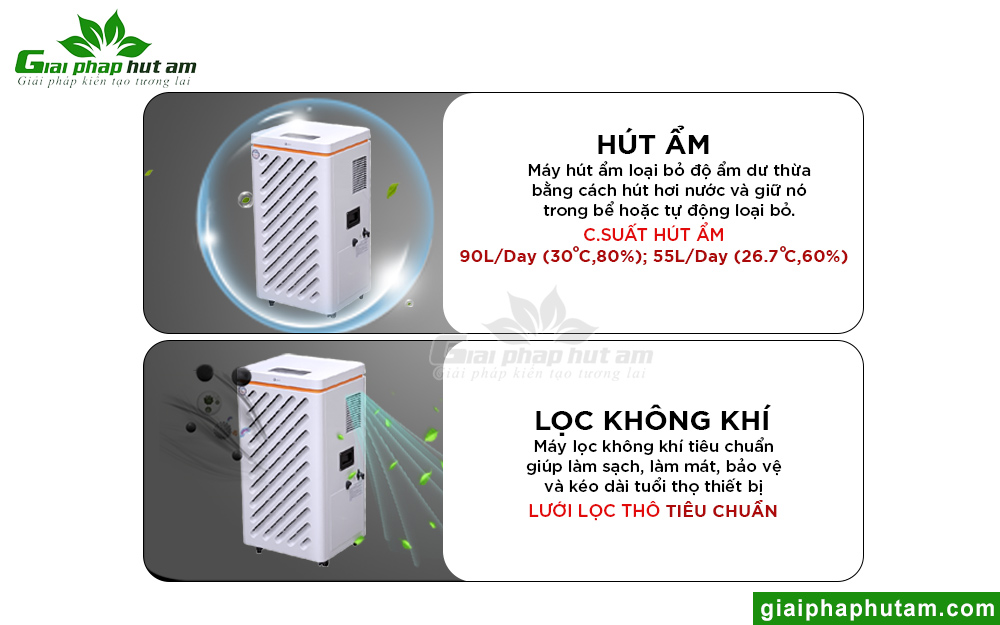 Máy hút ẩm công nghiệp FUJIHAIA-DH90W với khả năng hút ẩm và lọc không khí hiệu quả