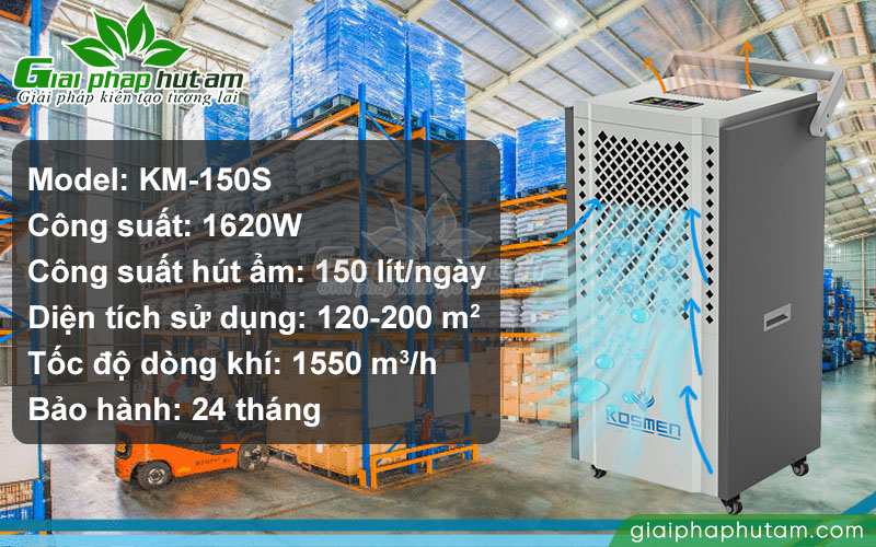 Thông số kỹ thuật máy hút ẩm công nghiệp Kosmen KM-150S