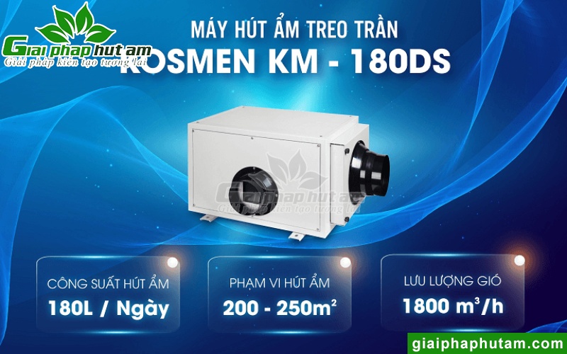 Máy hút ẩm treo trần Kosmen KM-180DS có khả năng hút ẩm ưu việt