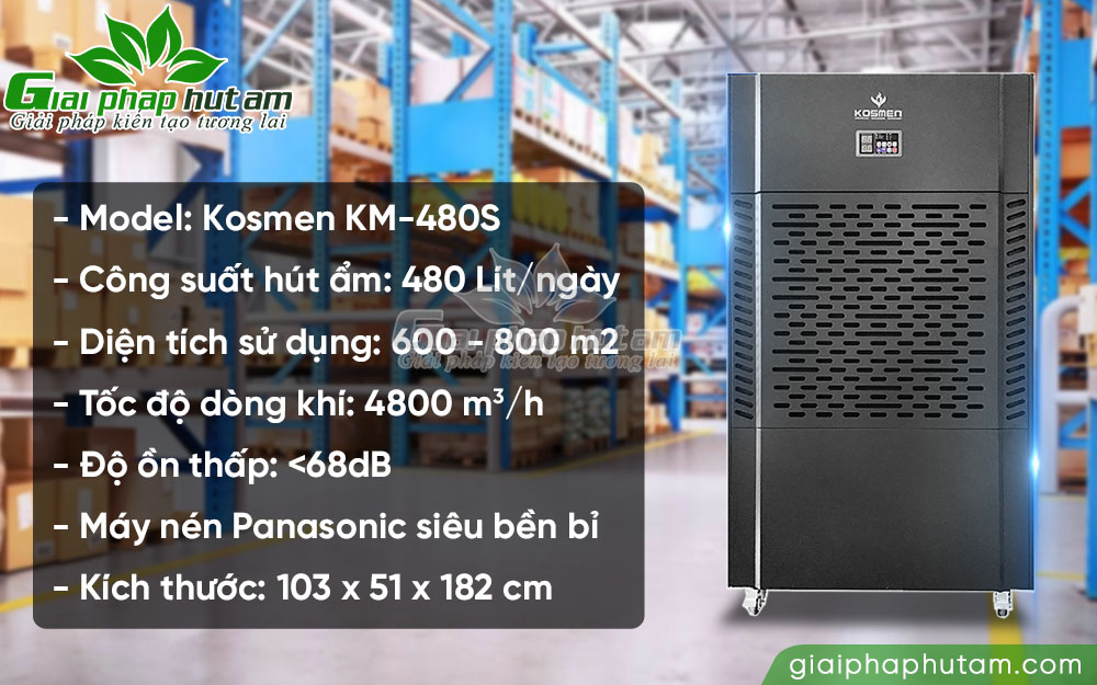 Thông số kỹ thuật máy hút ẩm công nghiệp Kosmen KM-480S