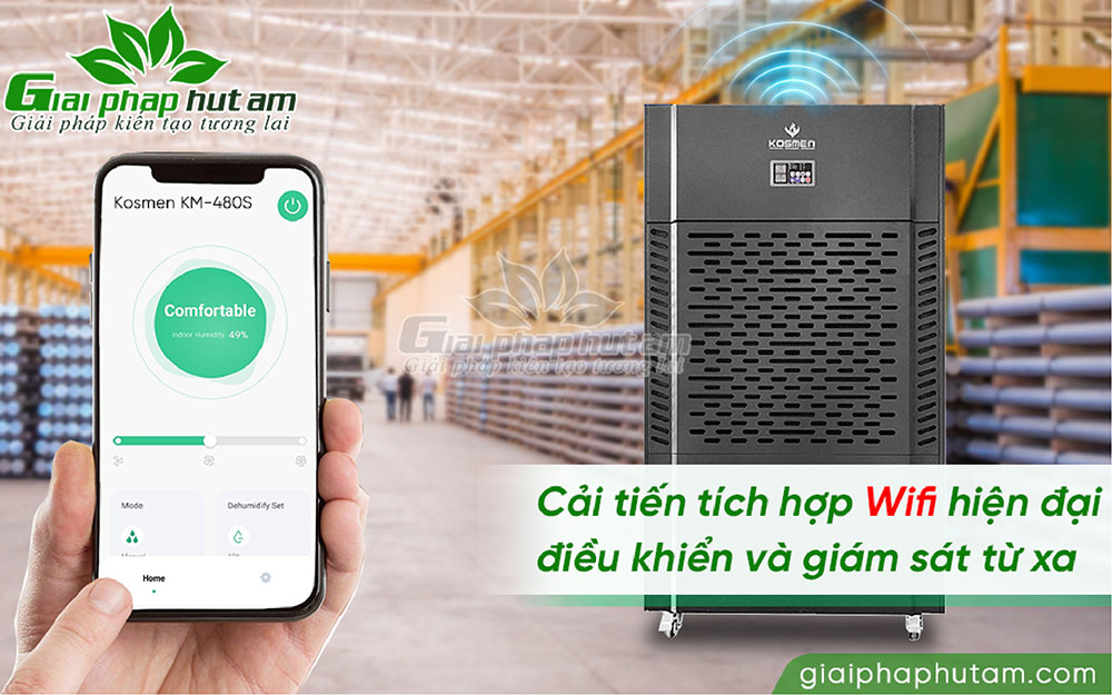 Máy hút ẩm Kosmen KM-480S tích hợp kết nối Wifi thông minh