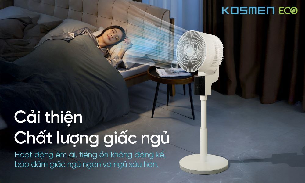 Quạt thông minh Kosmen ECO-F40AI-W vận hành êm ái với độ ồn thấp