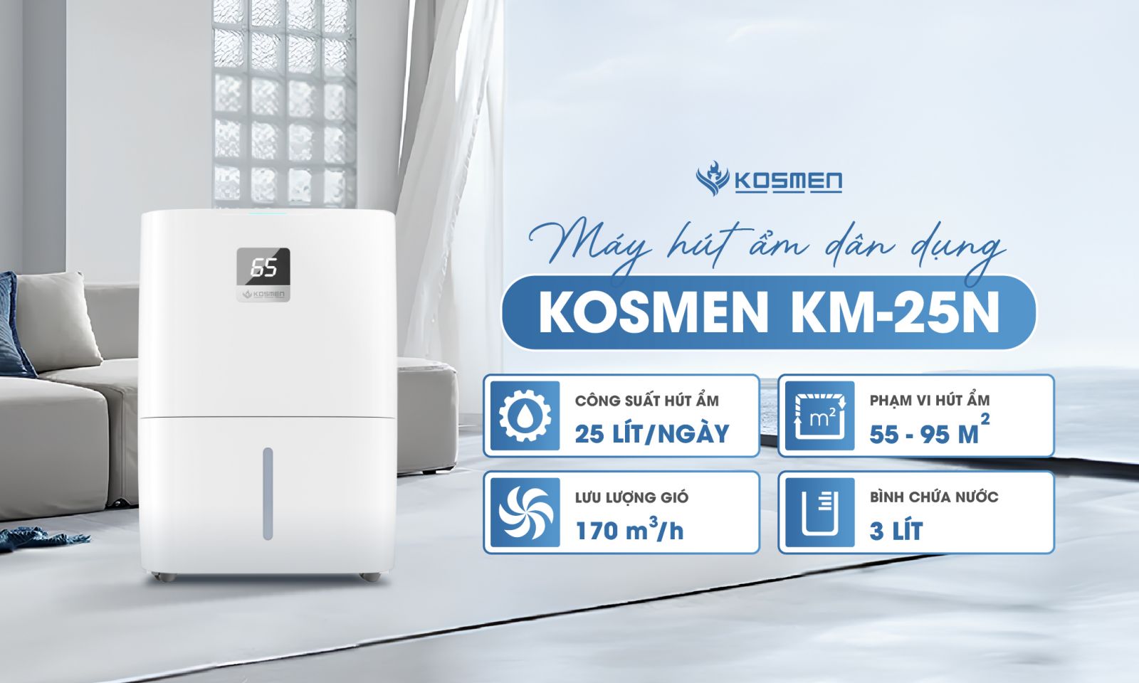 Chính thức ra mắt máy hút ẩm Kosmen KM-25N 25L