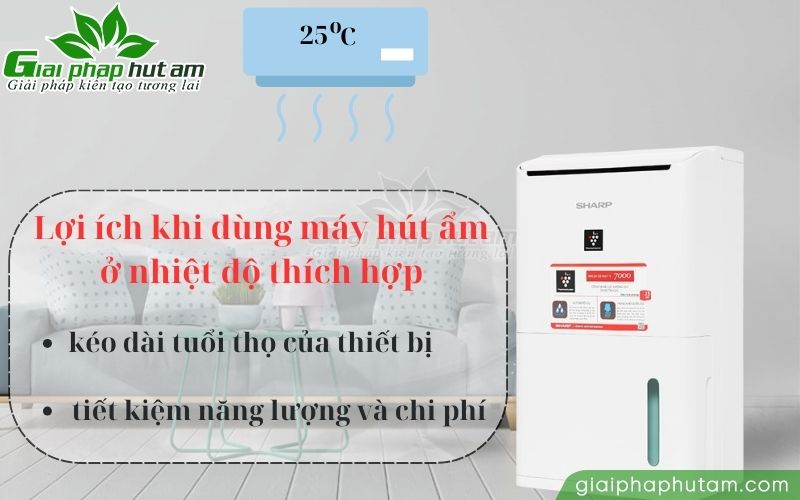 Sử dụng máy hút ẩm ở nhiệt độ môi trường thích hợp sẽ giúp máy bền và tiết kiệm năng lượng hơn