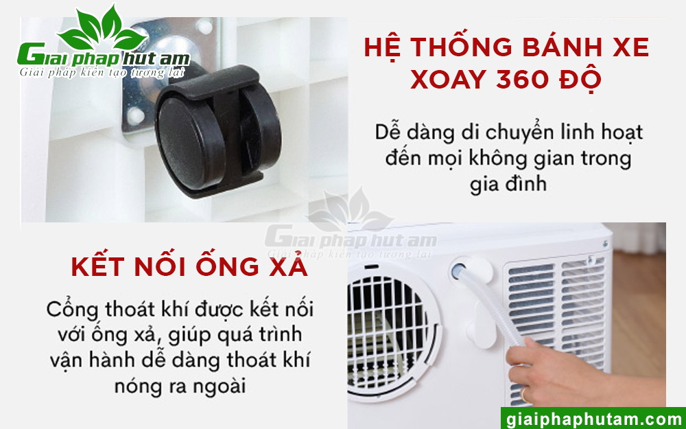 Máy lạnh di động thông minh FujiE DG688 với thiết kế di chuyển linh động, tiện lợi