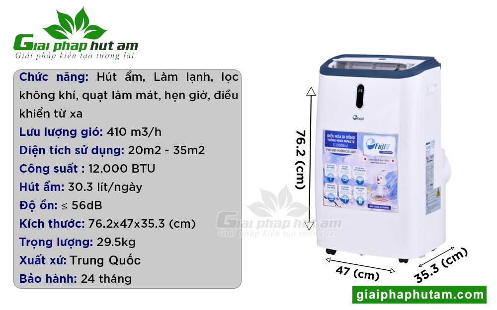 Thông số kỹ thuật máy lạnh di động thông minh FujiE DG688