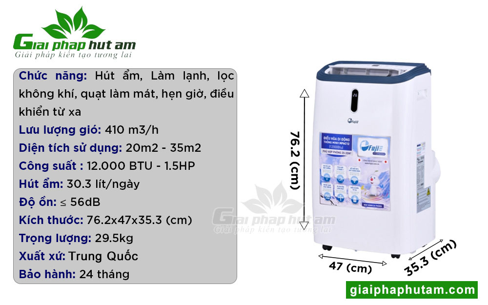 Thông tin nổi bật của máy lạnh di động FujiE MPAC12