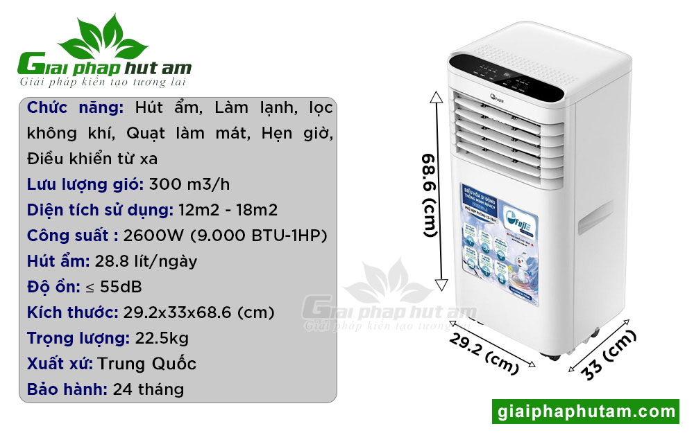 Thông tin sản phẩm máy lạnh di động FujiE MPAC9