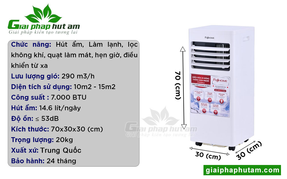 Máy lạnh di động Fujihome PAC07 sở hữu nhiều ưu điểm vượt trội