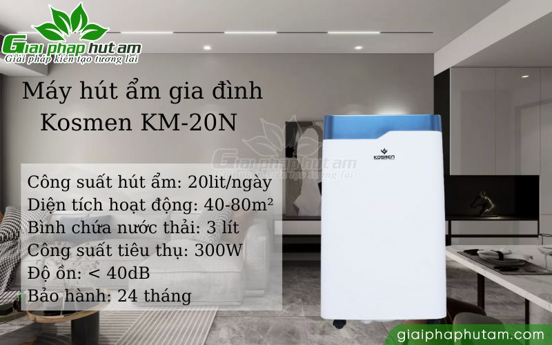 Sản phẩm KM-20N được thương hiệu Kosmen hướng đến không gian phòng có diện tích khoảng 40m2